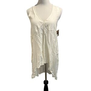 Ivy Jane Cream Asymmetrical Sleeveless tunic Tank Top NWT